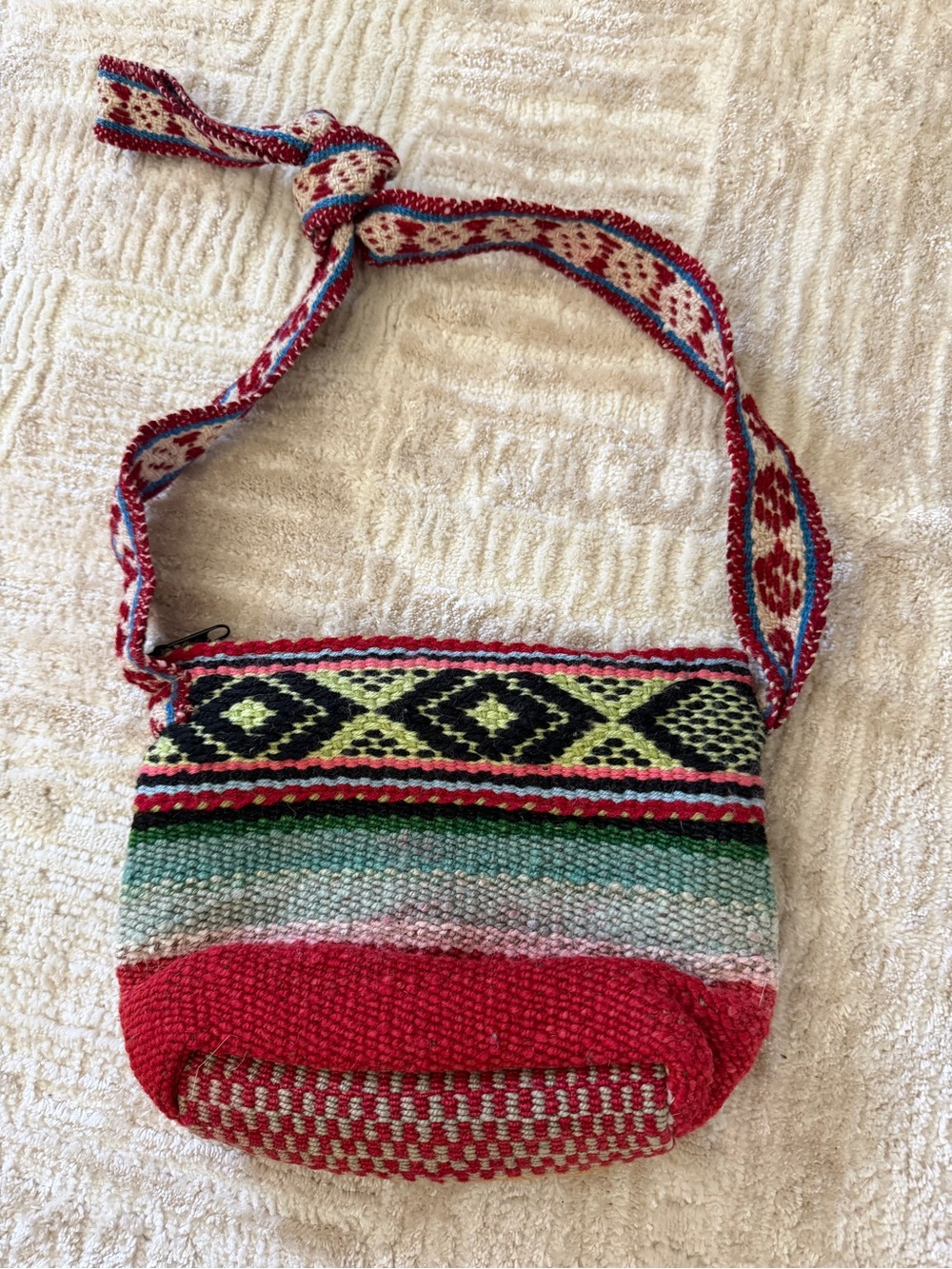 Handwoven Multicolor Crossbody Bag - Red & Green
